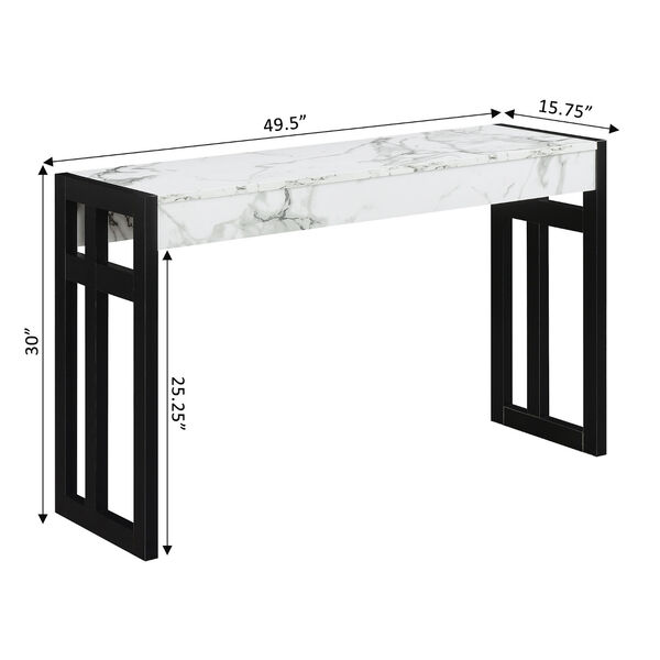 Monterey White Faux Marble and Black Console Table, image 5