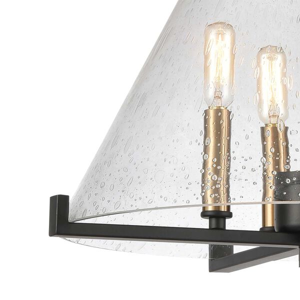 The Holding Matte Black with Satin Brass Four-Light Pendant, image 3