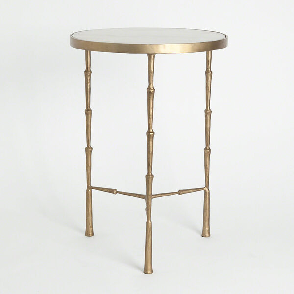 Studio A Spike Brass with White Marble Accent Table, image 1