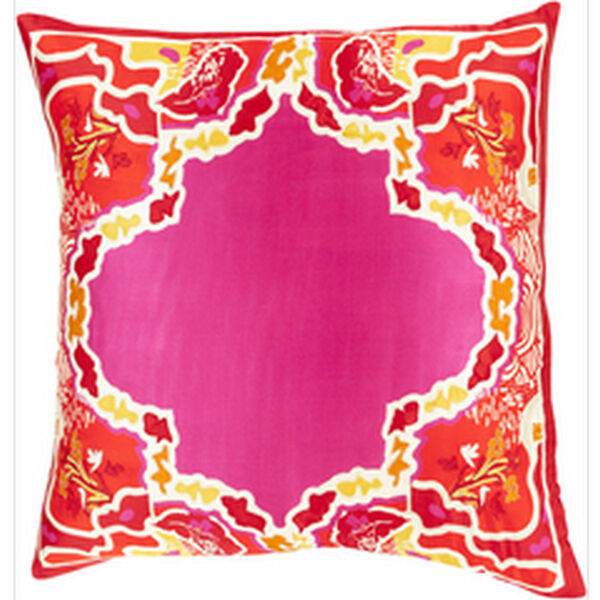 Luxury and Lattice Magenta and Poppy 18-Inch Pillow with Poly Fill, image 1