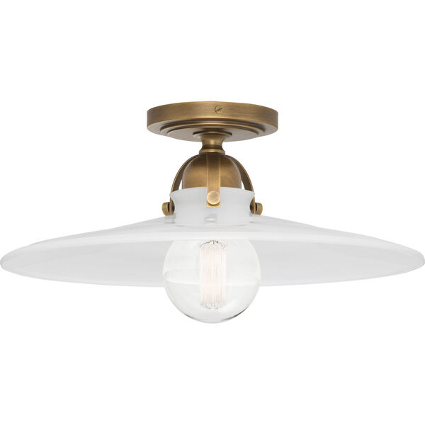 Rico Espinet Arial Warm Brass One-Light Flushmount With White Glass, image 1