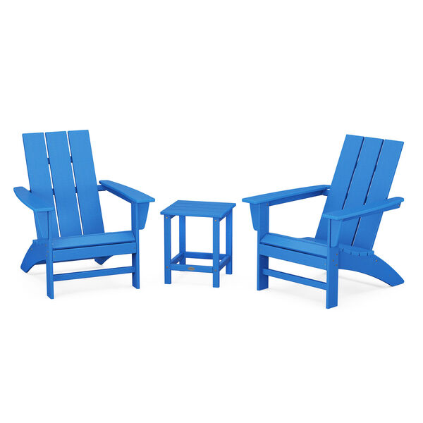 Pacific Blue Adirondack Set with Long Island Side Table, 3-Piece, image 1