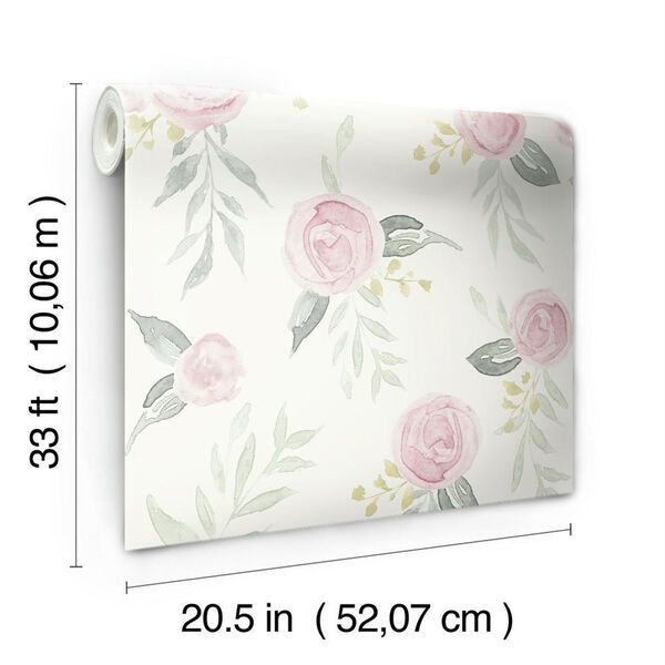 Watercolor Roses Pink Wallpaper - SAMPLE SWATCH ONLY, image 3