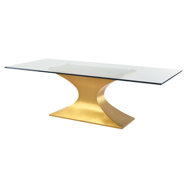 Praetorian Clear and Brushed Gold Dining Table, image 1