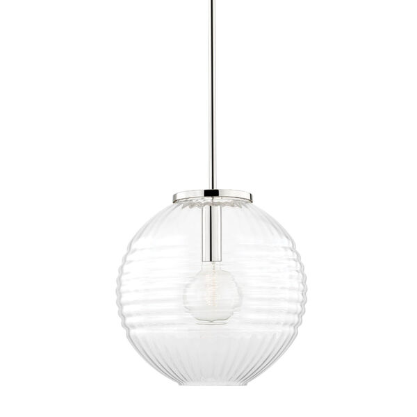 Bay Ridge Polished Nickel One-Light Large Pendant with Clear Glass, image 1