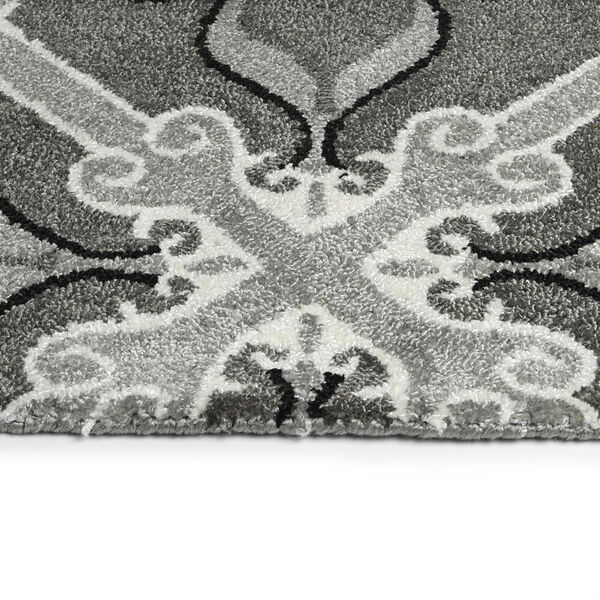 Peranakan Tile Gray, Silver and Black Indoor/Outdoor Rug, image 3