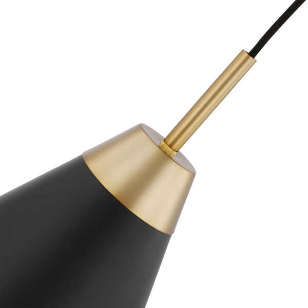 Tango Matte Black and Burnished Brass 12-Inch One-Light Pendant, image 4