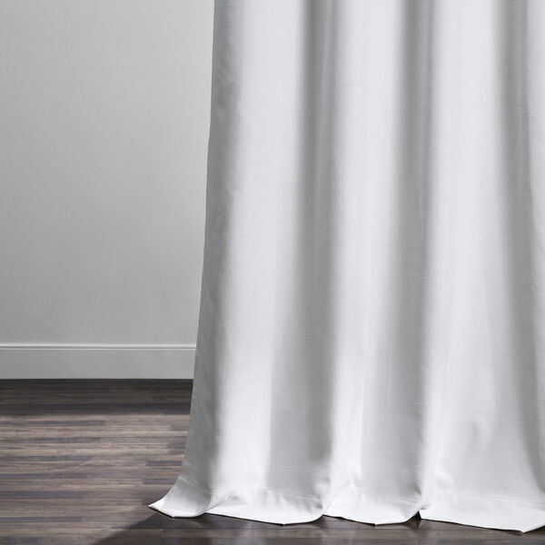 White Italian Textured Faux Linen Hotel Blackout Grommet Curtain Single Panel, image 3