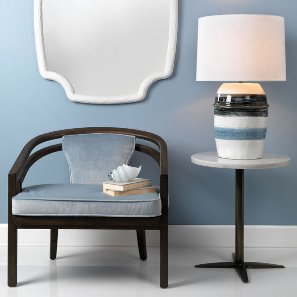 Horizon Grey Black White Ceramic One-Light Striped Table Lamp, image 2