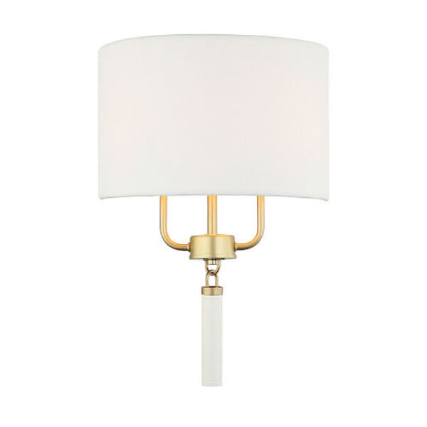 Secret Agent Painted Gold White Leather Two-Light Wall Sconce, image 1