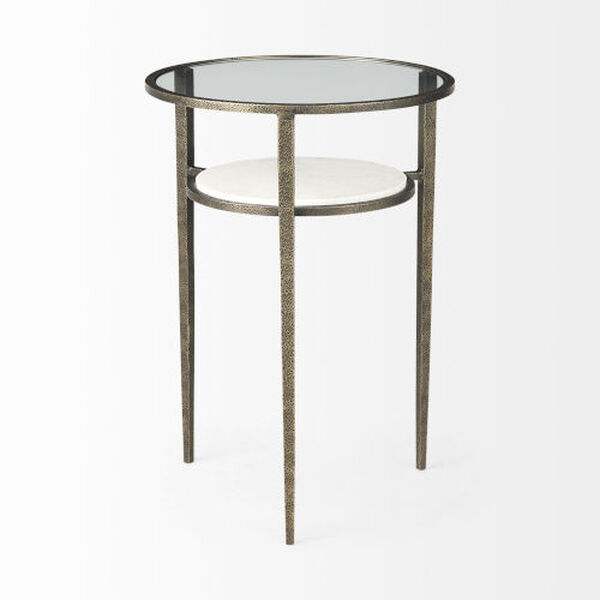 Felicity White and Antique Gold Accent Table, image 4