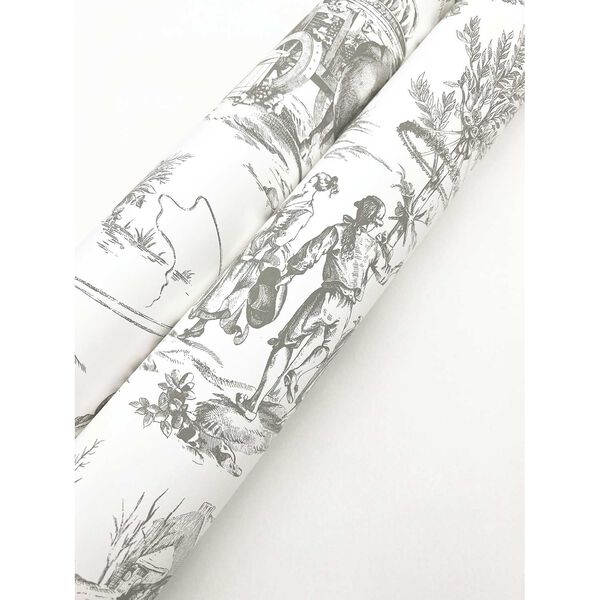 Grandmillennial Gray Seasons Toile Pre Pasted Wallpaper - SAMPLE SWATCH ONLY, image 6