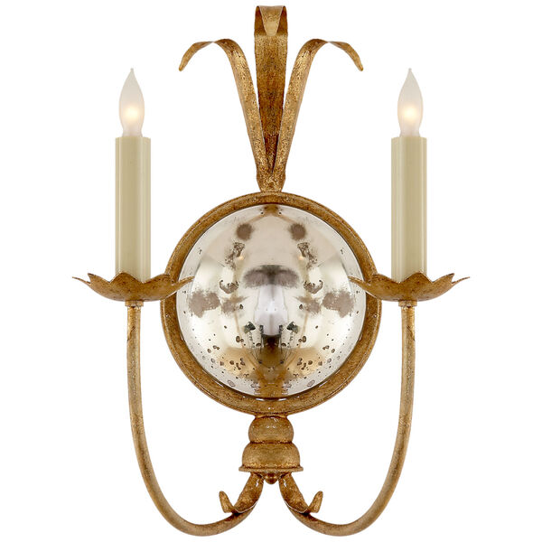 Gramercy Double Sconce in Gilded Iron by Chapman and Myers, image 1