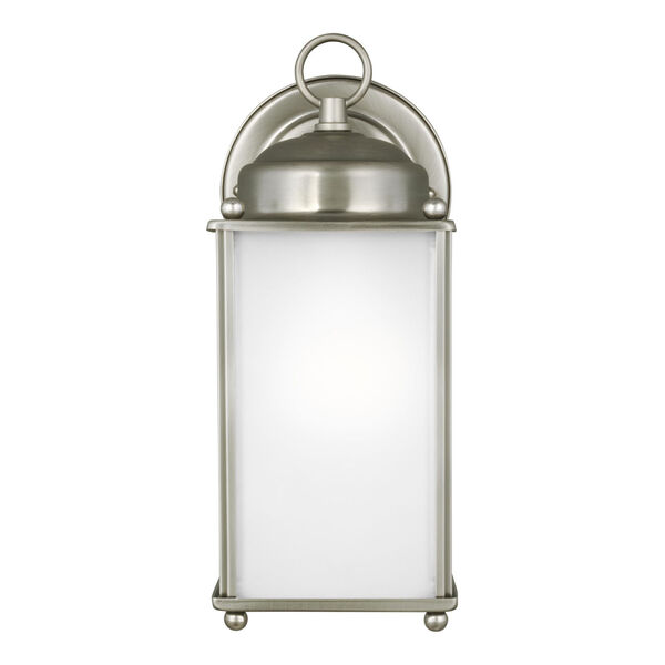 New Castle Antique Brushed Nickel One-Light Outdoor Wall Sconce with Satin Etched Shade, image 1