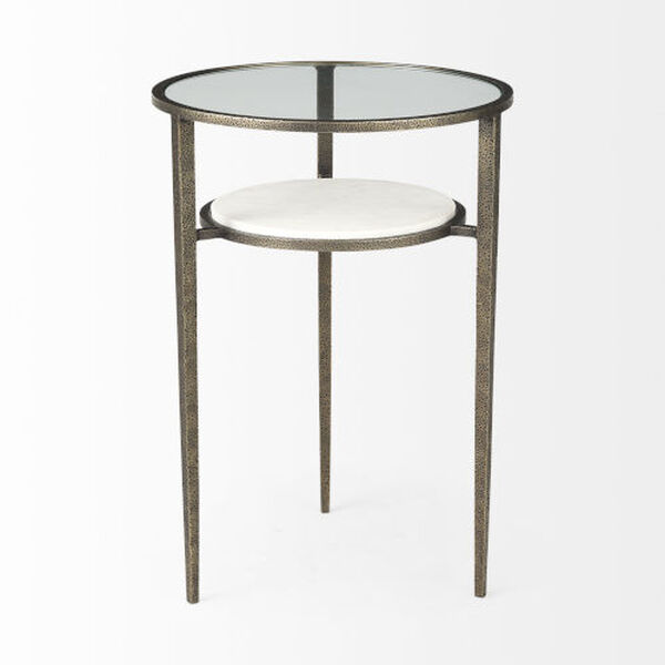 Felicity White and Antique Gold Accent Table, image 2