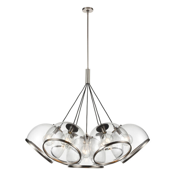 Coast Aged Nickel Seven-Light Pendant with Clear Glass, image 1
