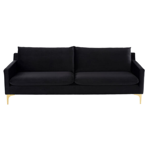 Anders Matte Black and Brushed Gold Sofa, image 2