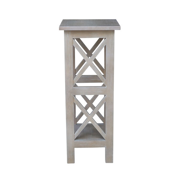Solid Wood 30 inch X-sided Plant Stand in Washed Gray Taupe, image 3