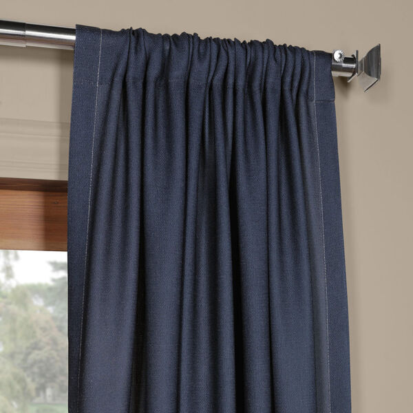 Ombre Blue Faux Linen Semi Sheer Single Panel Curtain 50 x 96, image 2