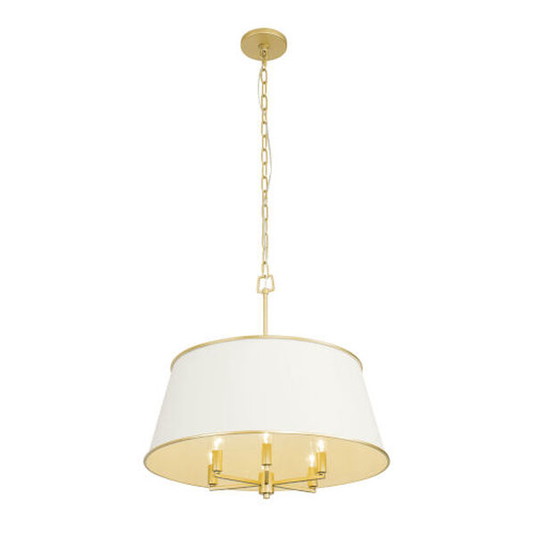 Coco Matte White and French Gold Six-Light Pendant, image 2