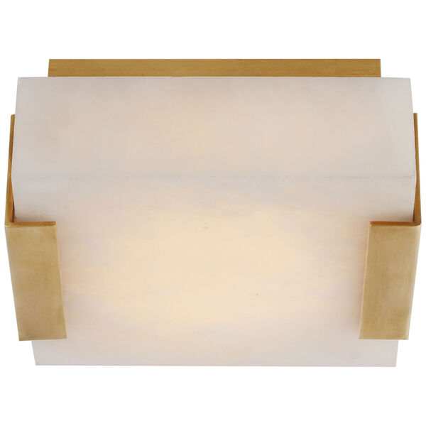 Covet Low Clip Solitaire Flush Mount in Antique-Burnished Brass with Alabaster by Kelly Wearstler, image 1