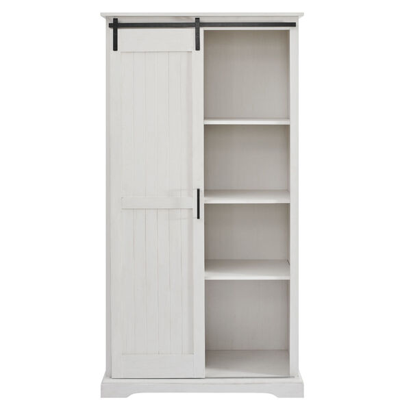 Barn Door Brushed White Storage Cabinet, image 6