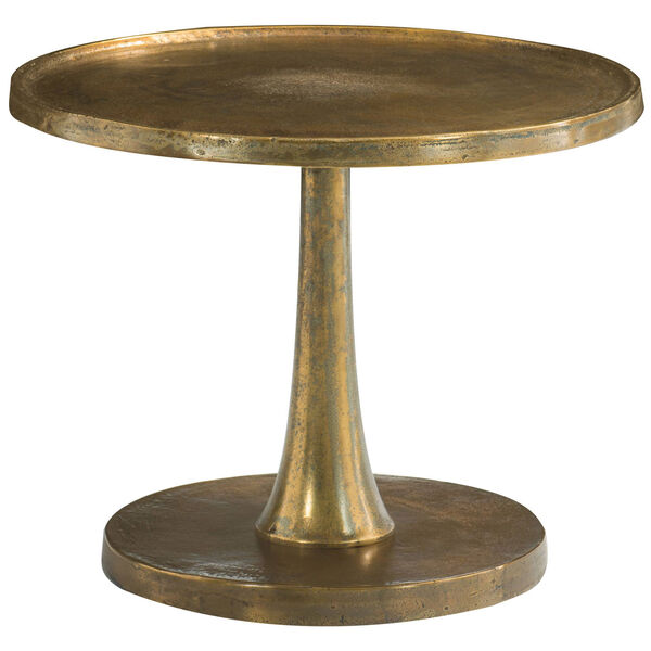 Freestanding Occasional Vintage Brass Cast Aluminum Chairside Table, image 1