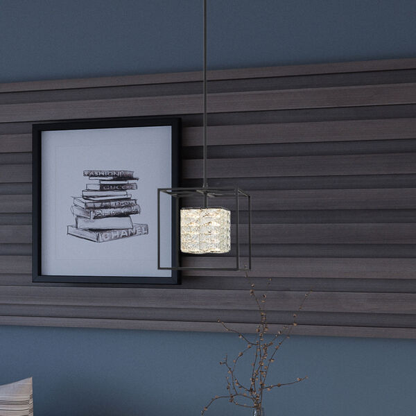 Dazzle Matte Black Integrated LED One-Light Pendant with Crystal, image 7