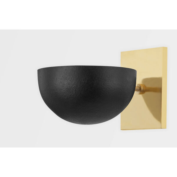 Wells Aged Brass and Black Plaster One-Light Wall Sconce, image 3