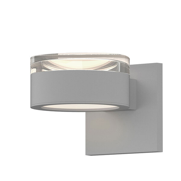 Inside-Out REALS Textured White Up Down LED Wall Sconce with Cylinder Cap and Plate Lens - Clear Cap with Frosted White Lens, image 1