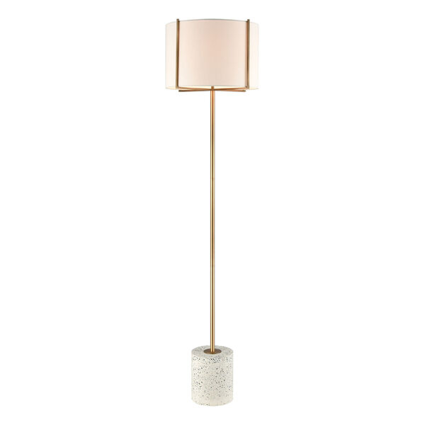 Trussed White Terazzo with Gold One-Light Floor Lamp, image 1
