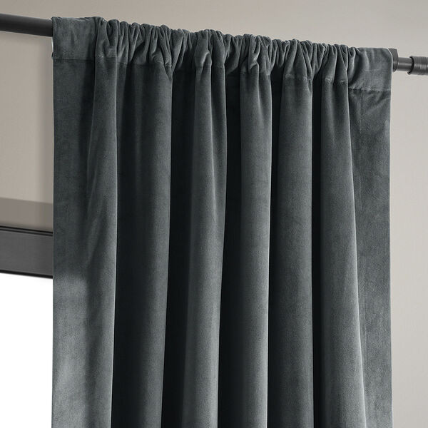 Natural Grey Blackout Velvet Pole Pocket Single Panel Curtain 50 x 84, image 11
