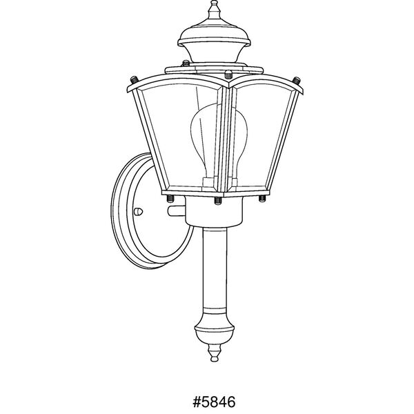 BrassGUARD Lantern Black One-Light Outdoor Wall Sconce with Clear beveled Glass, image 2