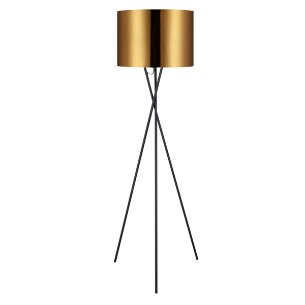 Cara Gold and Black Tripod Floor Lamp, image 1