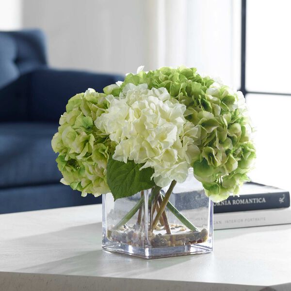 Savannah White Lime Bouquet In Glass Vase, image 2