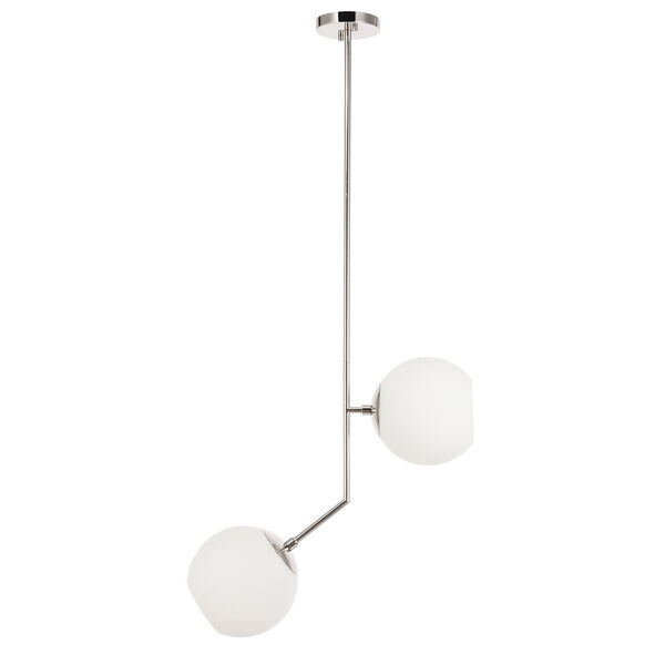 Ryland Chrome Eight-Inch Two-Light Mini Pendant with Frosted White Glass, image 3
