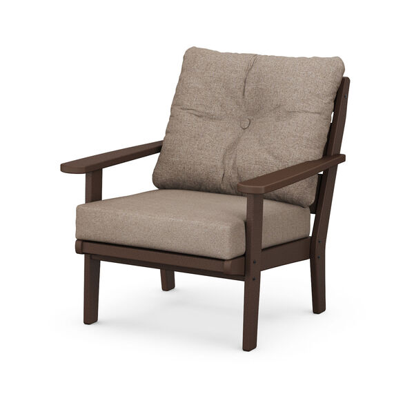 Lakeside Mahogany and Spiced Burlap Deep Seating Chair, image 1