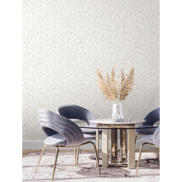 Cream and Pearl 20.5 In. x 33 Ft. Shell Damask Wallpaper, image 2