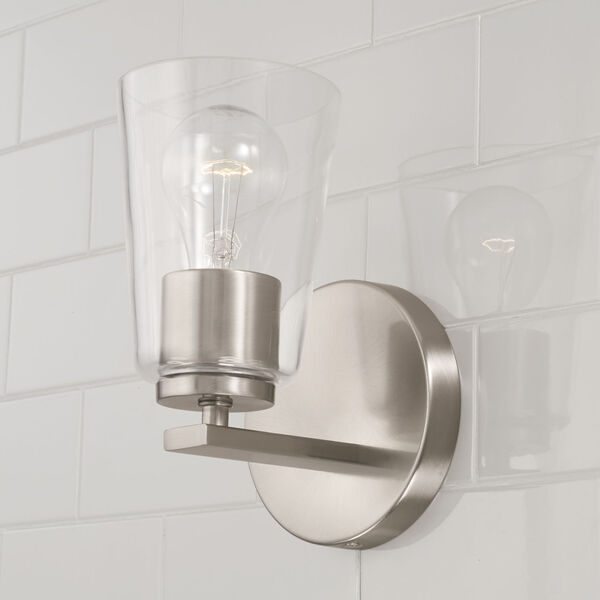 Portman Brushed Nickel One-Light Sconce with Clear Glass, image 3