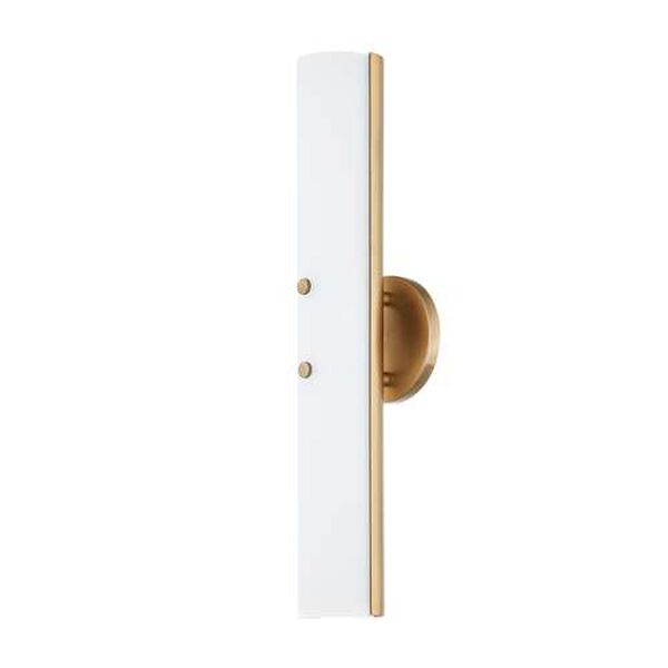 Titus Patina Brass White 12-Inch Integrated LED Wall Sconce, image 1