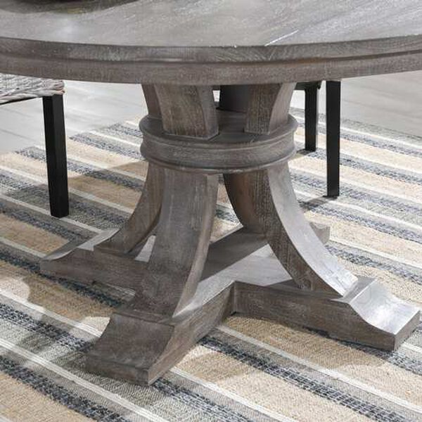 Amara Brown and Gray Round Pedestal Dining Table, image 5