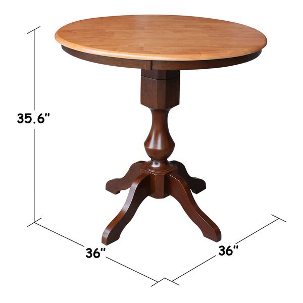 Cinnamon and Espresso Round Pedestal Counter Height Table, image 4