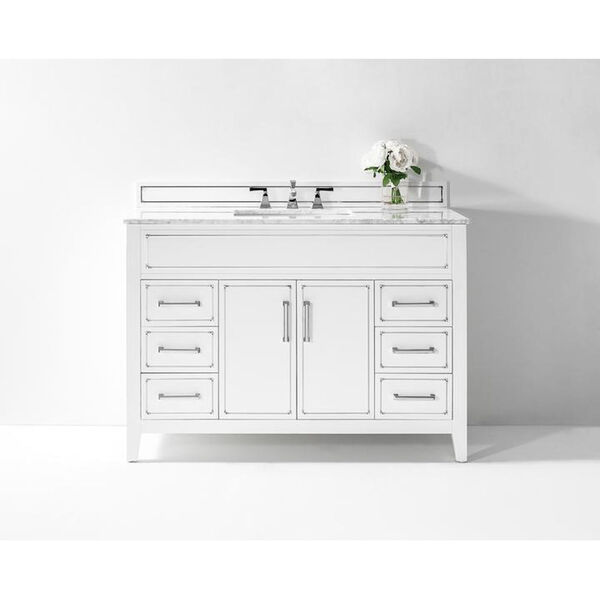 Aspen White 48-Inch Bath Vanity Set with Italian Carrara White Marble, image 1