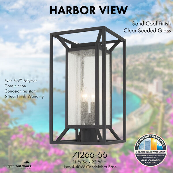 Harbor View Sand Coal Four-Light Outdoor Post Mount, image 3