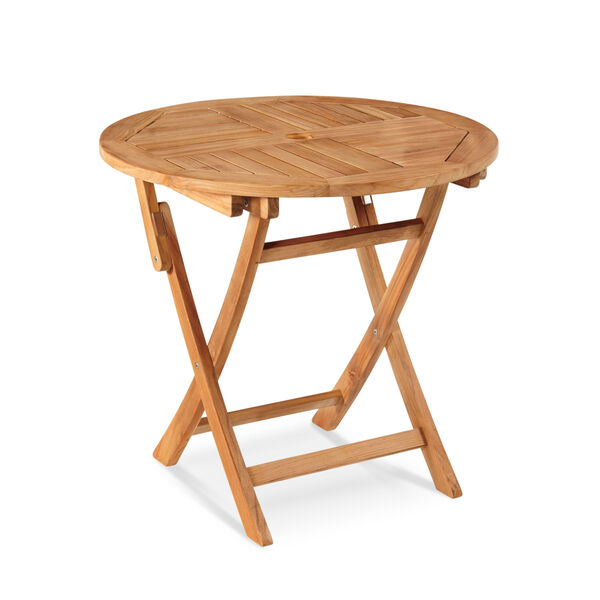 Stella Black Teak Outdoor Round Folding Table and Chair Bistro Set, 3-Piece, image 2