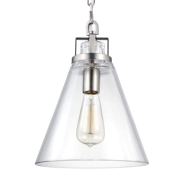 Lane Satin Nickel One-Light Mini-Pendant with Clear Glass, image 2