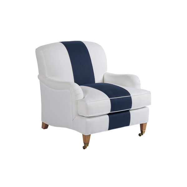 Upholstery White and Blue Sydney Chair With Brass Caster, image 1