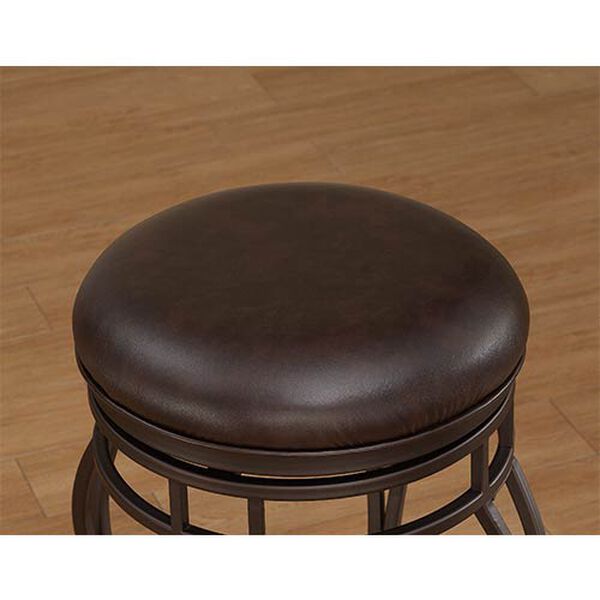 Villa Taupe Grey Backless Counter Stool with Russet Brown Bonded Leather Seat, image 3
