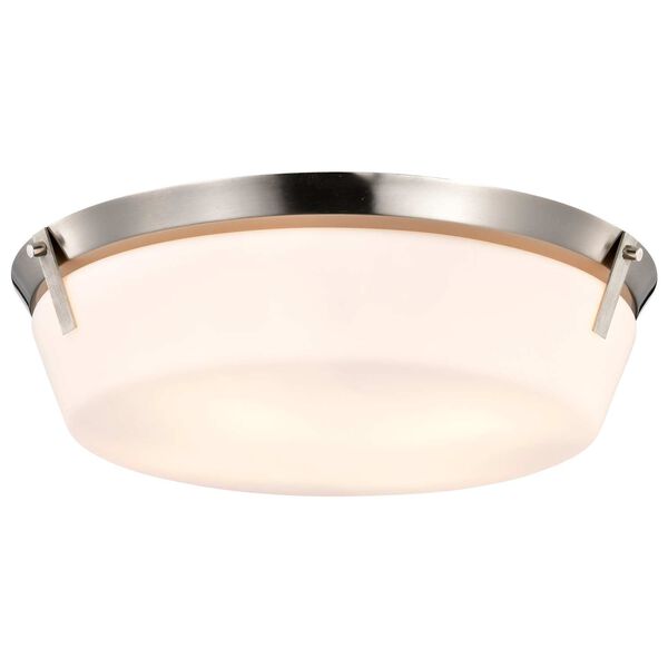 Rowen Brushed Nickel Four-Light Flush Mount with Etched White Glass, image 2