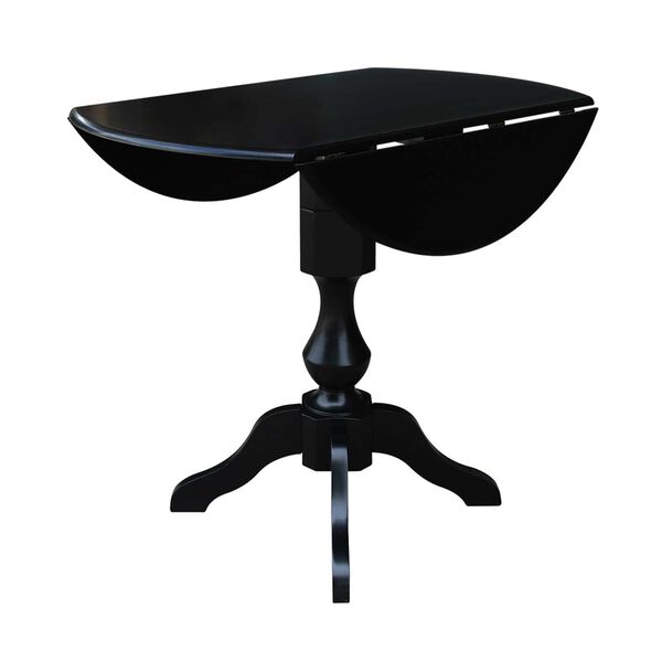 Black 36-Inch High Round Pedestal Dual Drop Leaf Dining Table, image 4